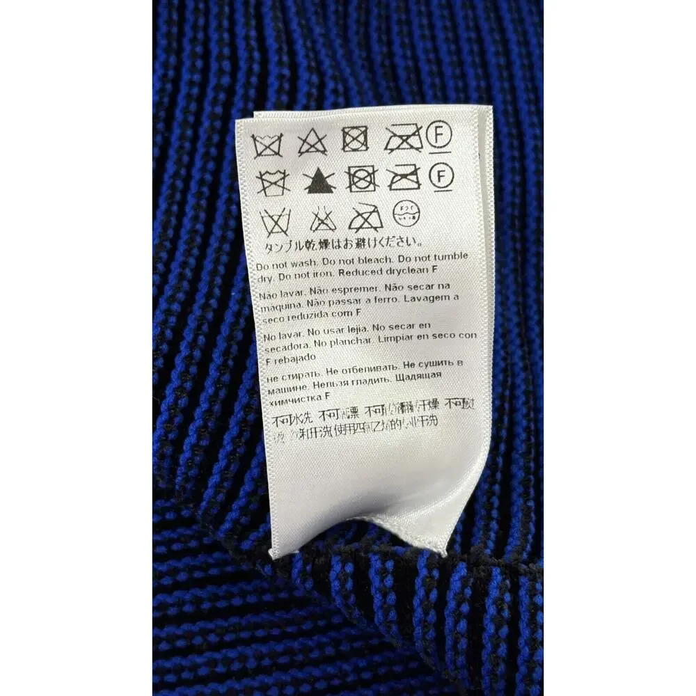 Escada Womens Blue Short Cap Sleeve A Line Dress Round Neck Knit Size XL Black